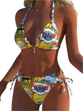 New Super Bright Comic Bikini With Sea Shell/Pearl Tassel